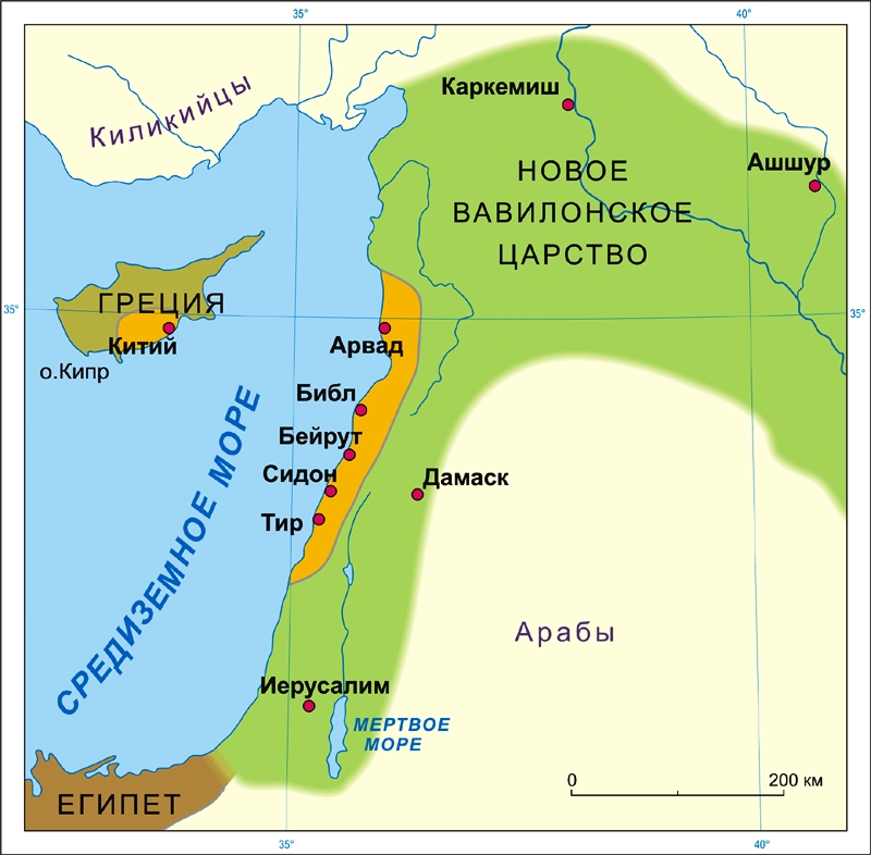 Тир библ. Финикия на карте древнего Египта.